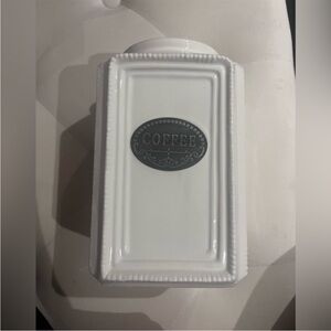 White Coffee Canister with Gray Label